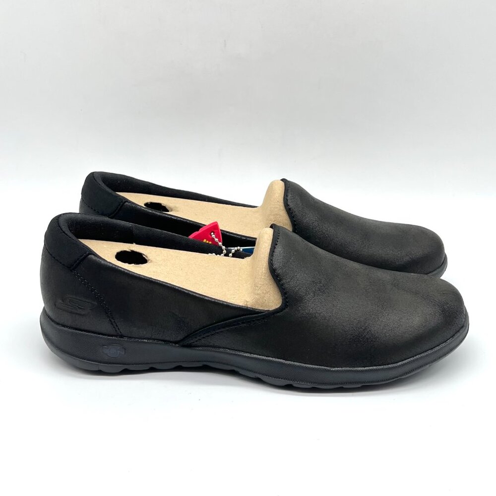 6N 6‎ NARROW WIDTH Skechers Black Go Walk Lite Queenly Black Sneakers Shoes